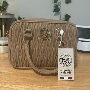 valentino orlandi beautiful tan handbag/crossbody